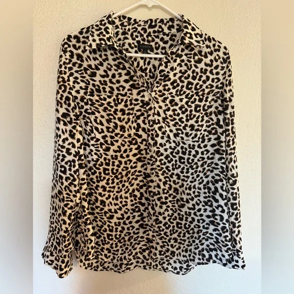 Talbots Long Sleeve Leopard Print Blouse